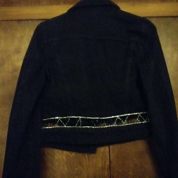 Voyage black denim rhinestones/beads jacket 40/S - Picture 3 of 8
